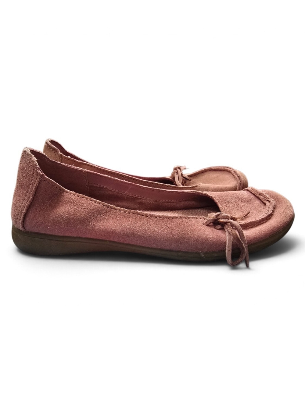 Vintage B.U.M Women's Suede Moccasin Flats in Dusty Pink
